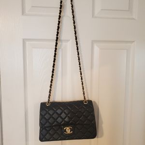 Chanel Black Classic Double Flap Gold Chain Bag